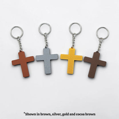 Handmade and customizable cross keychains in unique colors, perfect for church events, VBS, and faith-inspired gifts.