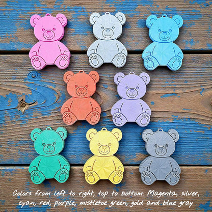 Colorful teddy bear keychains - handmade eco-friendly charms perfect for kids, baby showers, party favors, or animal-themed gifts.