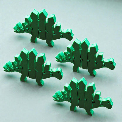 Articulated and customizable stegosaurus dino pretend play fidget toy in mistletoe green, perfect for dinosaur lovers, sensory play, stress relief, and unique gifts.