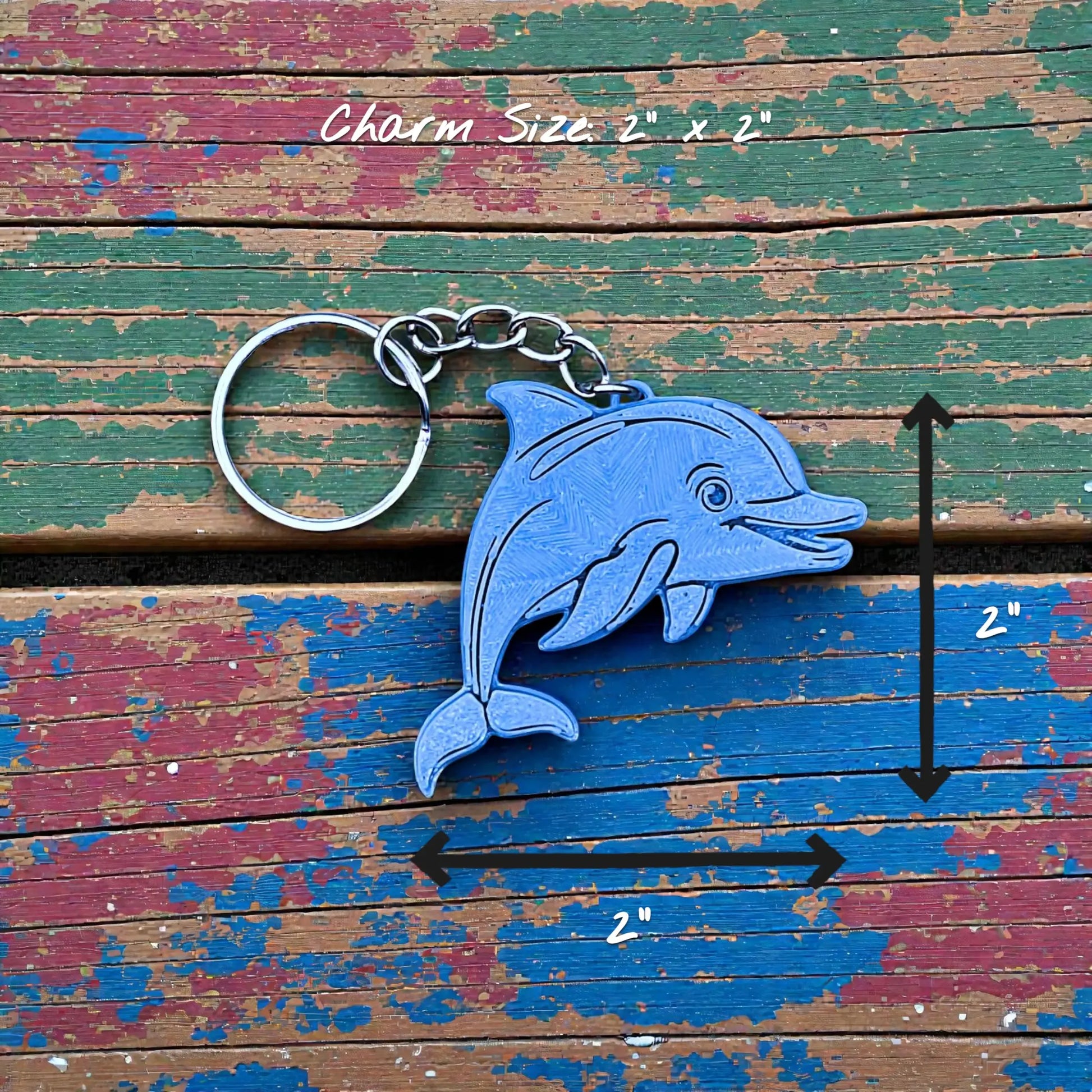 Handmade and customizable dolphin keychain, perfect for classroom prizes, party favors for kids birthdays, and unique bag charms.