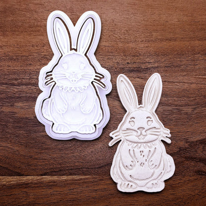 Bunny Rabbit Cookie Cutter Set and Stamp - Craft Fondant Baking Mold