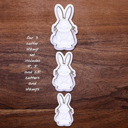 Bunny Rabbit Cookie Cutter Set and Stamp - Craft Fondant Baking Mold