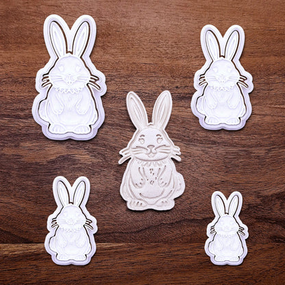 Bunny Rabbit Cookie Cutter Set and Stamp - Craft Fondant Baking Mold