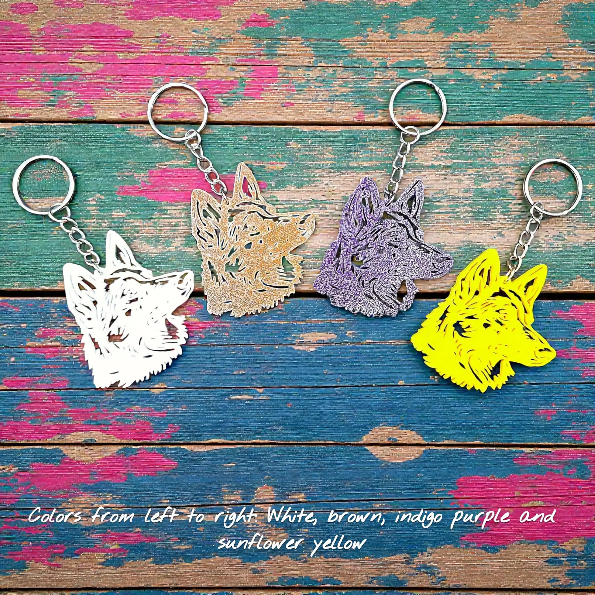 Handmade and customizable German Shepherd keychains, perfect for dog moms, dog lovers, GSD pet parents, or custom gifts.
