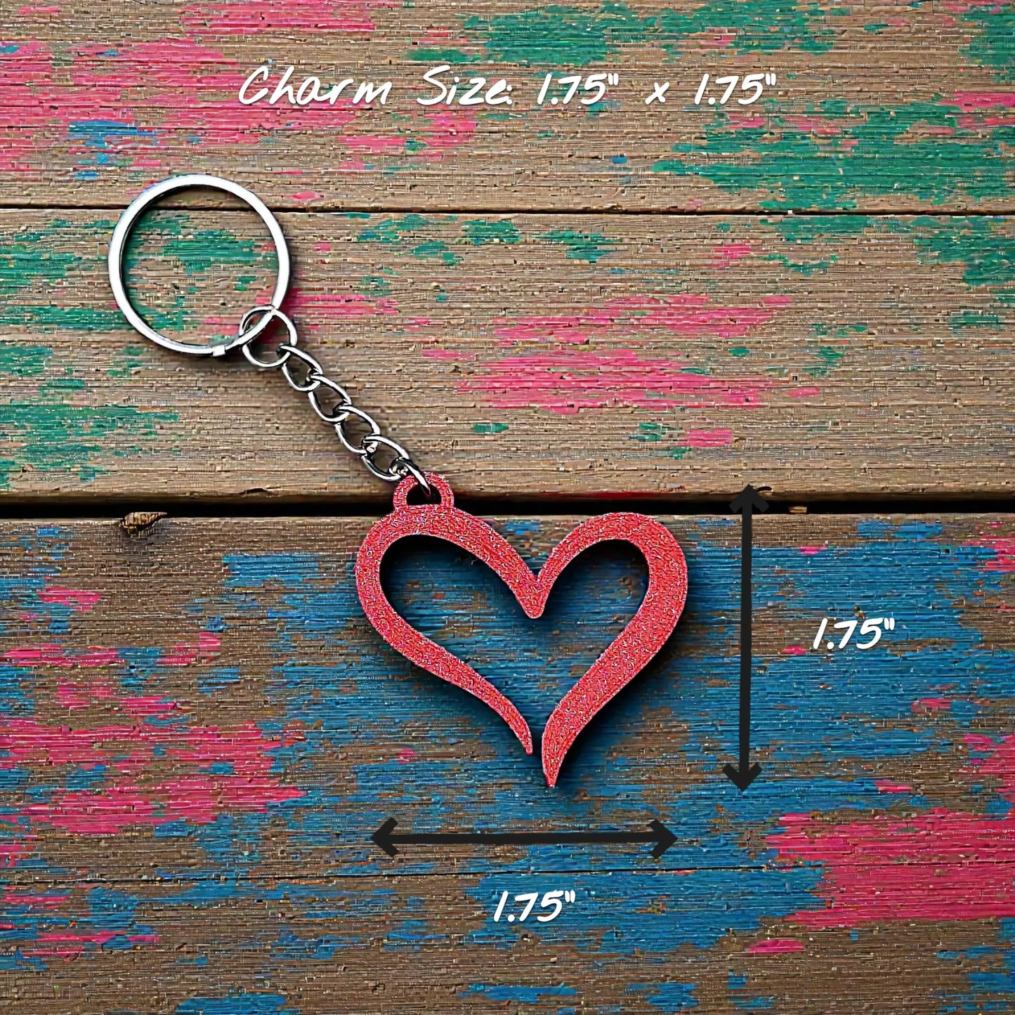 Handmade and customizable heart keychain in red, perfect for Valentine's Day, party favors, baby showers, or everyday gifting.