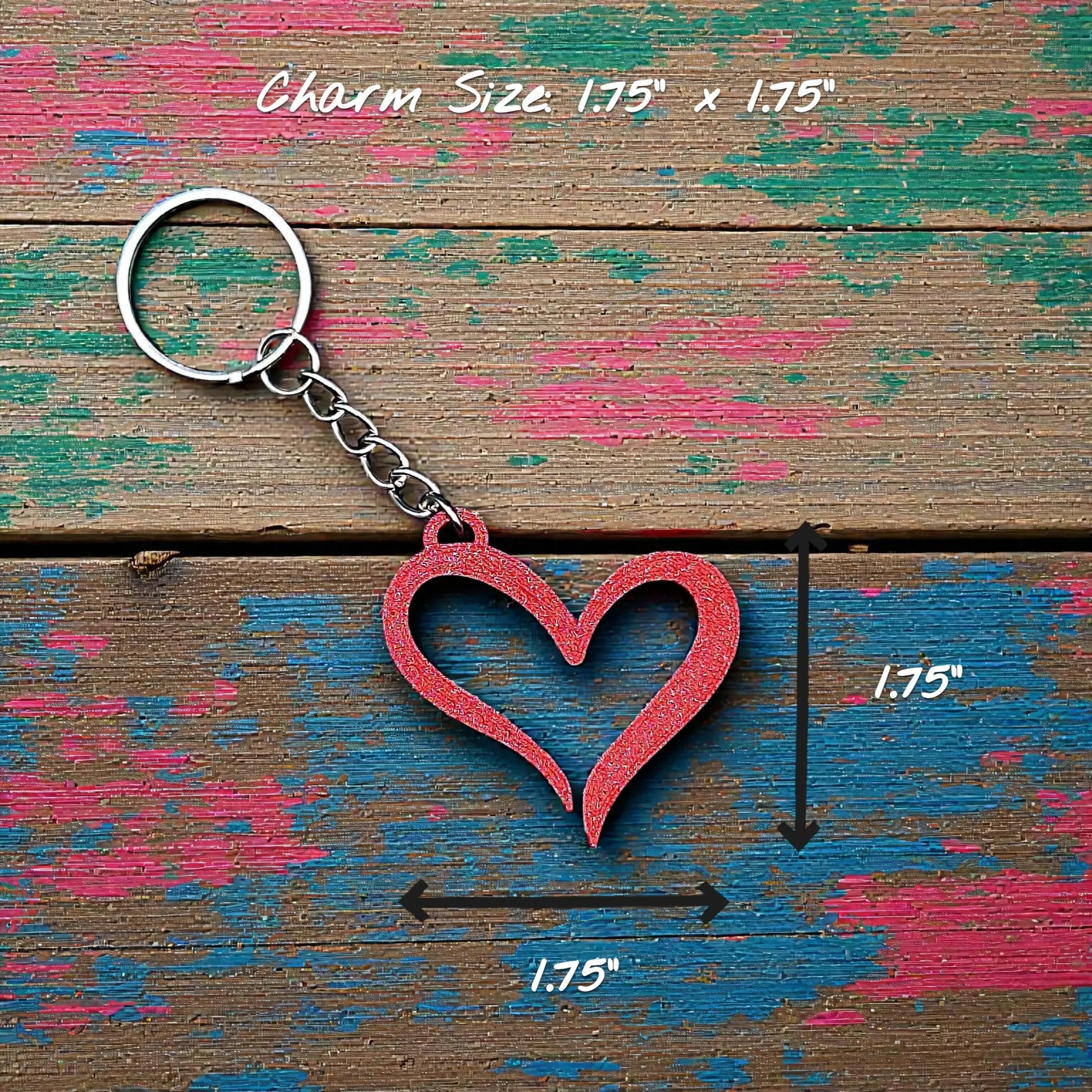 Handmade and customizable heart keychain in red, perfect for Valentine's Day, party favors, baby showers, or everyday gifting.