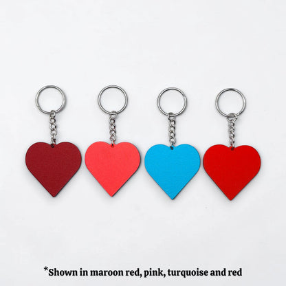 Handmade and customizable heart keychains in different colors, perfect for classroom prizes, Valentine's Day gifts, party favors for kids birthdays, baby showers and unique backpack charms.