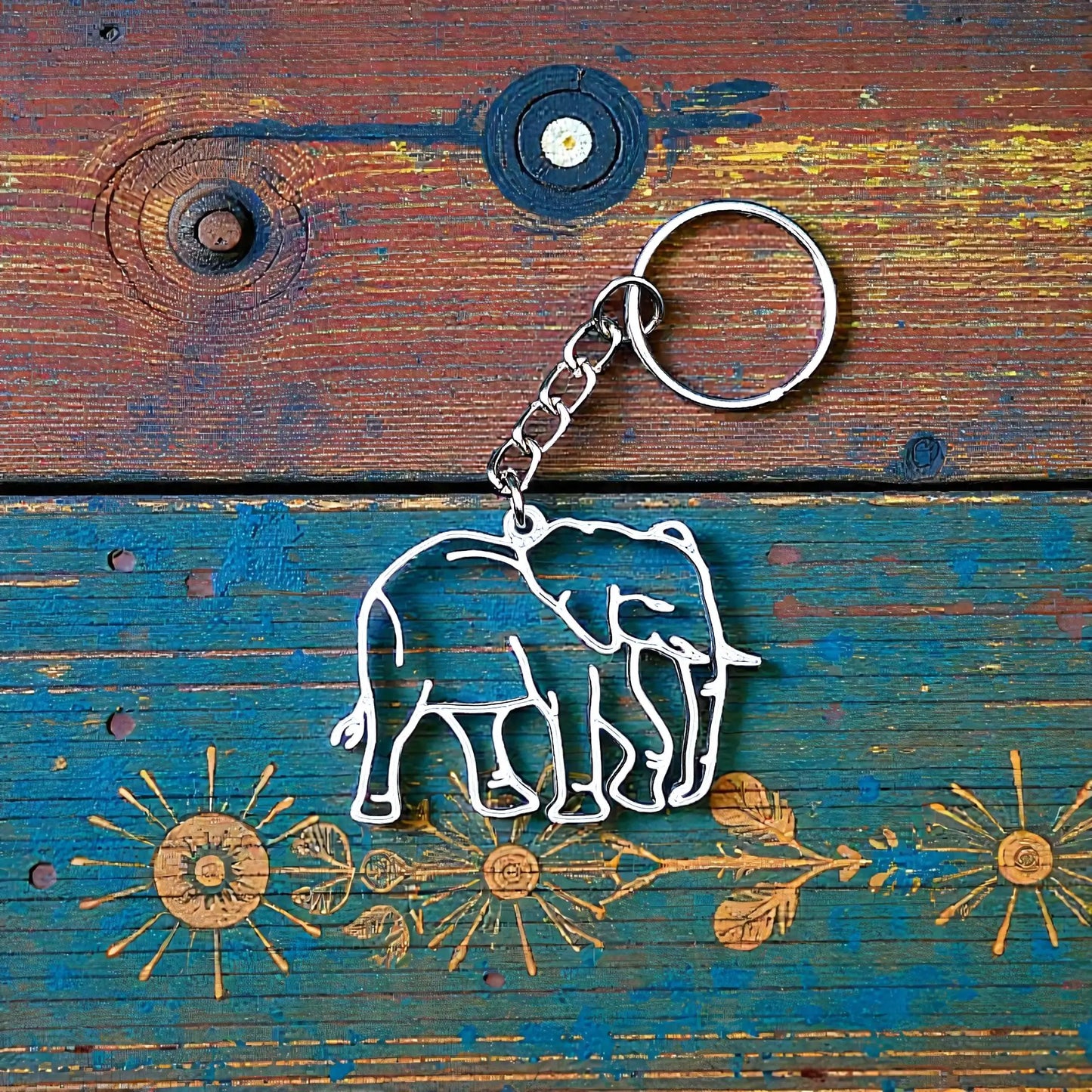 Handmade and customizable safari elephant keychain in silver, perfect for classroom prizes, party favors for kids birthdays, baby showers and unique stocking stuffers.