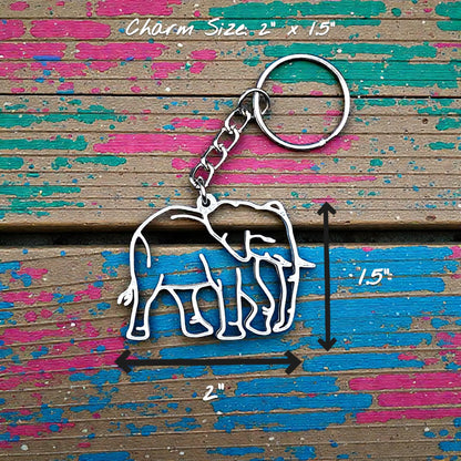 Handmade and customizable safari elephant keychain, perfect for classroom prizes, party favors for kids birthdays, baby showers and unique stocking stuffers.