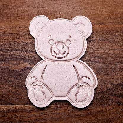 Handmade and customizable teddy bear cookie cutter dough cutout and imprint — perfect for standout cookies at parties or gifting.