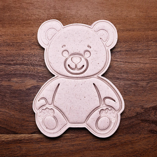 Handmade and customizable teddy bear cookie cutter dough cutout and imprint — perfect for standout cookies at parties or gifting.