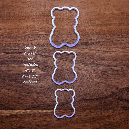 Handmade and customizable Teddy Bear Cookie Cutter Set, perfect for Valentine's Day cookies, sweet treats for special occasions and fun kid-friendly crafting activities.