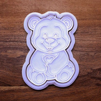Handmade and customizable Teddy Bear Cookie Cutter and Stamp, perfect for Valentine's Day cookies, sweet treats for special occasions and fun kid-friendly crafting activities.