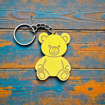 Teddy bear keychain - handmade eco-friendly charms perfect for kids, baby showers, party favors, or animal-themed gifts.