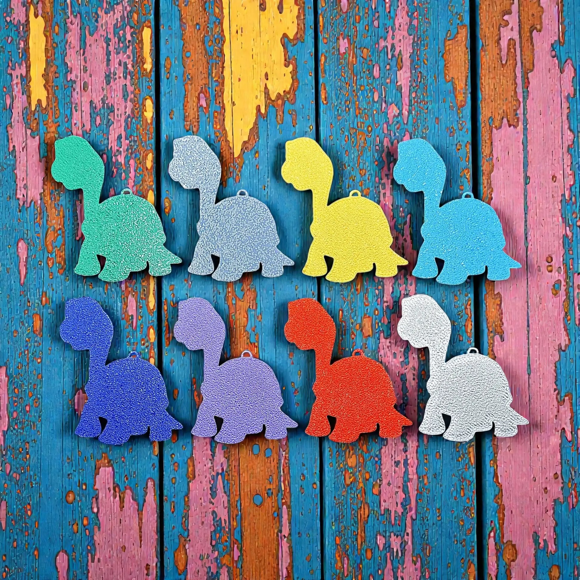 Reverse of handmade and customizable turtle keychains in various colors, ideal for tortoise themed part favors, cute bag charms, and classroom prizes.