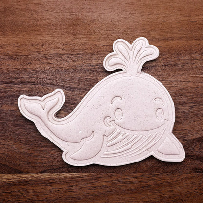 Handmade and customizable whale cookie cutter dough cutout and imprint, ideal for making adorable aquatic and nautical cookies for baby showers, birthdays, and parties.