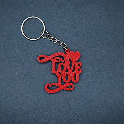 Maroon red I Love You keychain with minimalist design, handmade and lightweight, a perfect Valentine's Day or anniversary keepsake.