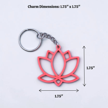 Lotus flower keychain in magenta, eco-friendly and handmade, perfect for spiritual gifts or mindful accessories.