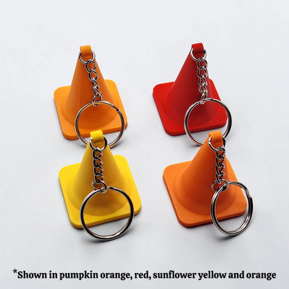 Classic orange mini traffic cone keychains, great for road crew gifts or funny key rings.
