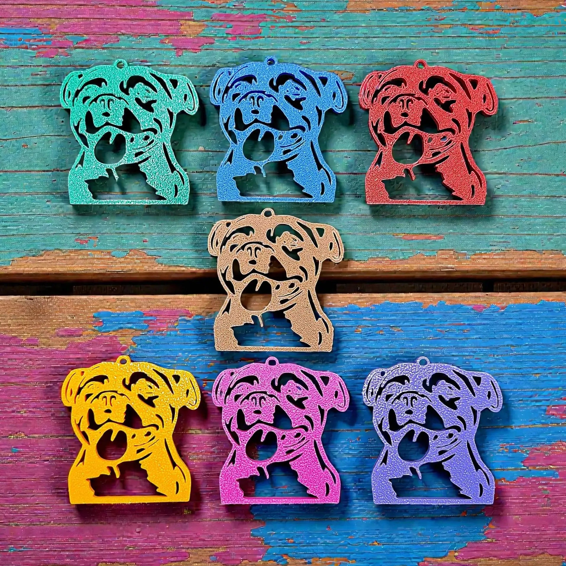 Handmade and customizable pit bull keychains, perfect for pittie owners, pitbull lovers, party favors, and unique bag charms.