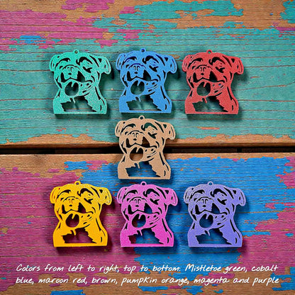 Handmade and customizable pit bull keychains in multiple colors, perfect for pittie owners, pitbull lovers, party favors, and unique bag charms.
