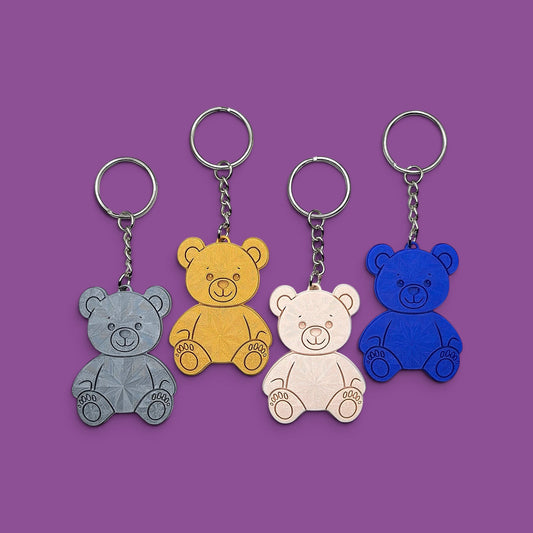 Teddy bear keychains - handmade eco-friendly charms perfect for kids, baby showers, party favors, or animal-themed gifts.