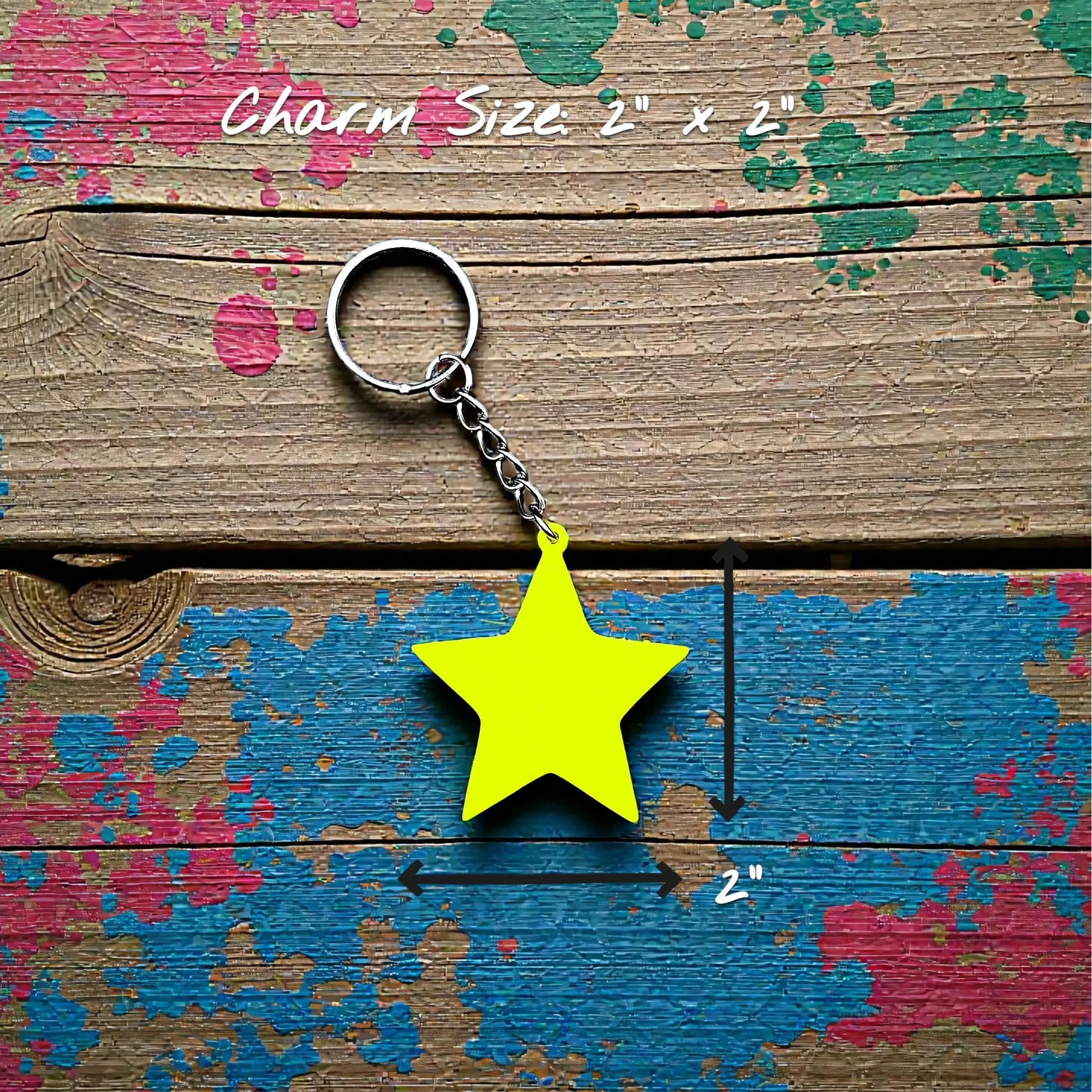 Handmade and customizable star keychain, made from eco PLA plastic, ideal for classroom prizes, rewards, events, kids, and party favors.