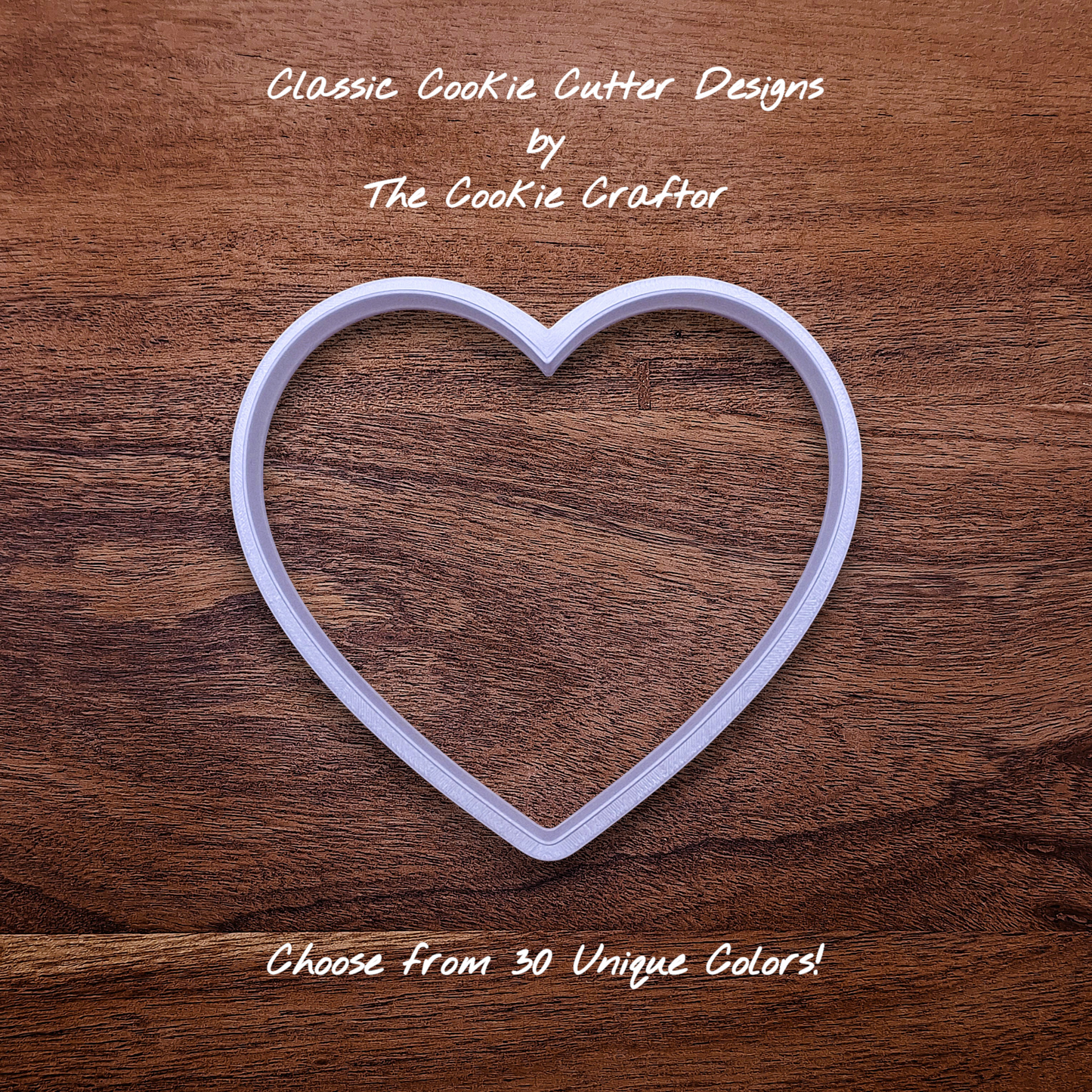 Eco-friendly heart cookie cutter, handmade from biodegradable plastic, perfect for baking cookies, fondant, and romantic treats for weddings or Valentine’s Day.