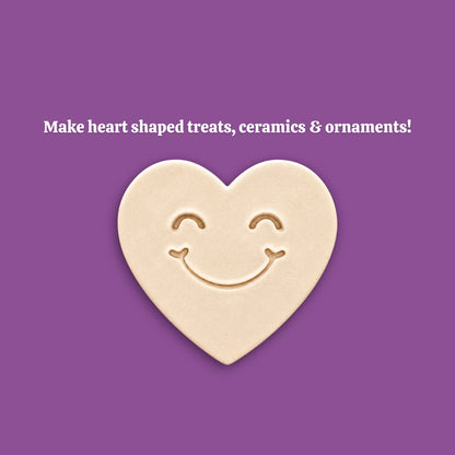 Handmade and customizable heart cookie cutter dough cutout and imprint, perfect for Valentine's Day baking, sweet treats and party favor creations.