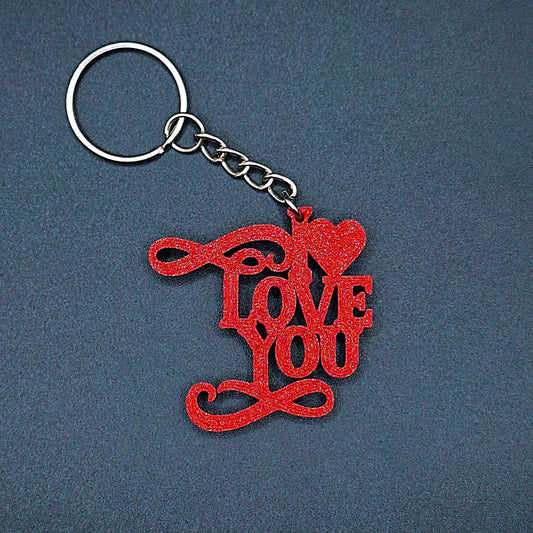 Maroon red I Love You keychain with minimalist design, handmade and lightweight, a perfect Valentine's Day or anniversary keepsake.