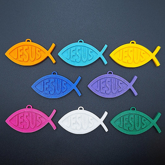 Christian Fish Keychains with “Jesus” in the center, handmade faith charm for Bible study, church gifts, or daily inspirational accessory.
