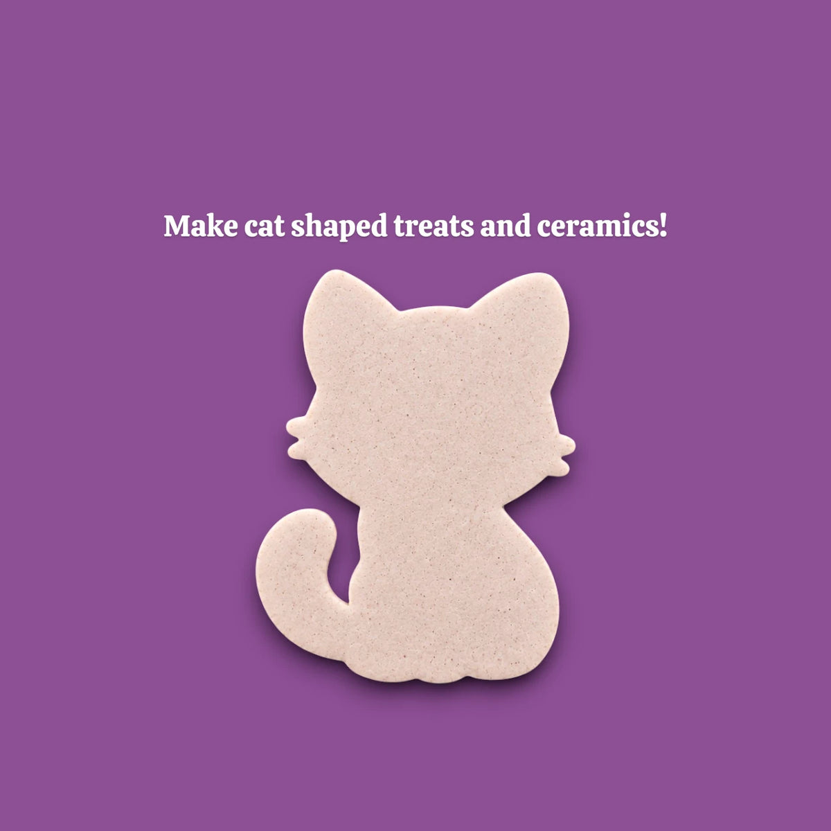 Customizable cat cookie dough cutout, perfect for kitty cookie designs, fondant toppers, birthday parties, crafts or cat themed baking projects.