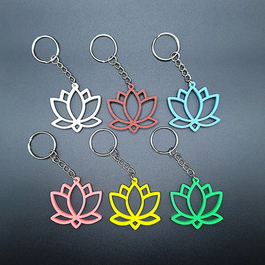 Lotus Flower Keychain - Handmade Yoga Boho Mindfulness Keyring Charm