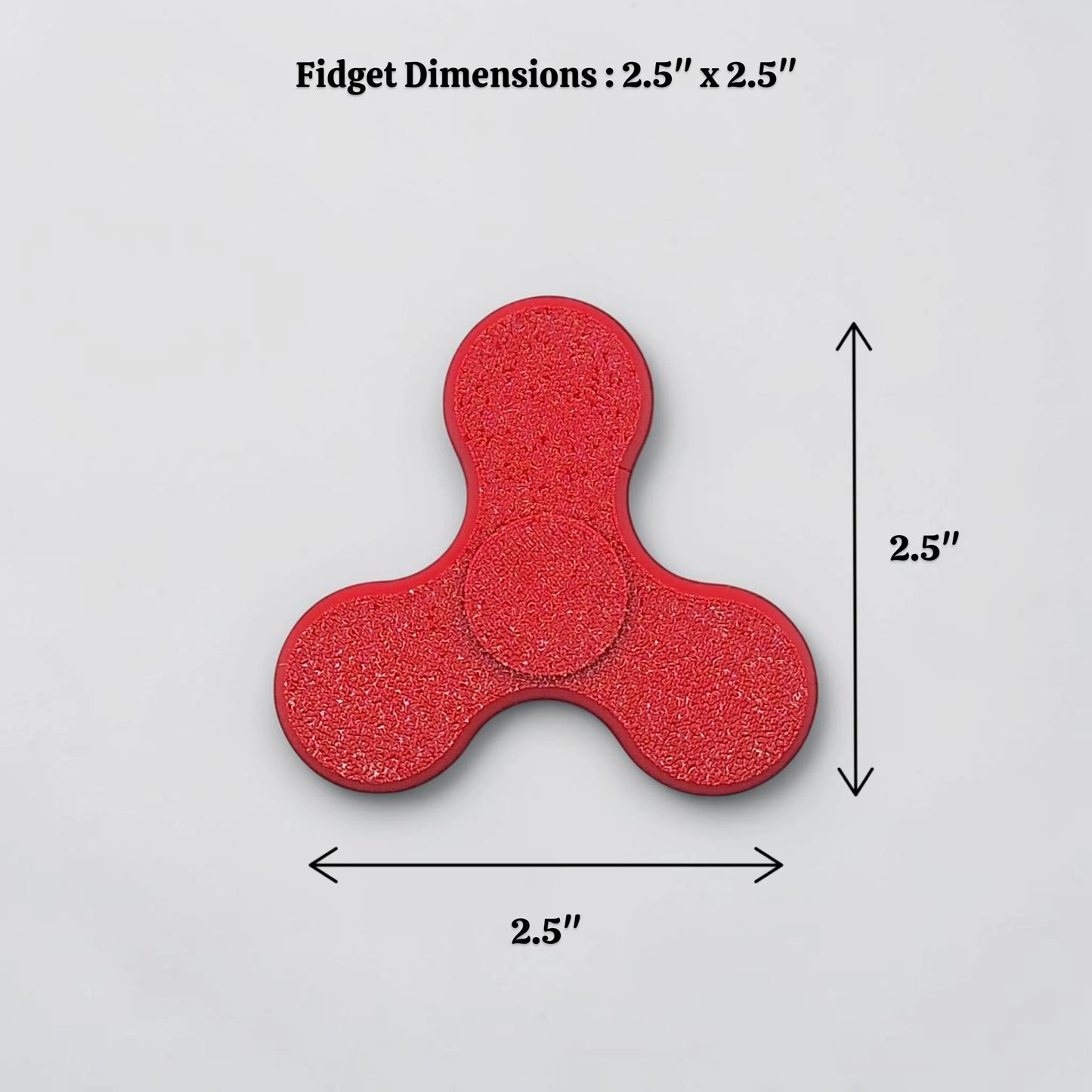 Fidget spinner with dimensions, perfect for party favors, birthday gifts and classroom rewards. Customizable in 30 unique colors.