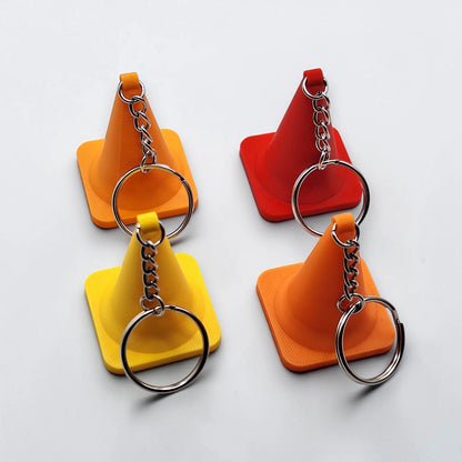 Classic mini traffic cone keychains, handmade from eco-friendly plastic, great for road crew gifts or funny key rings.