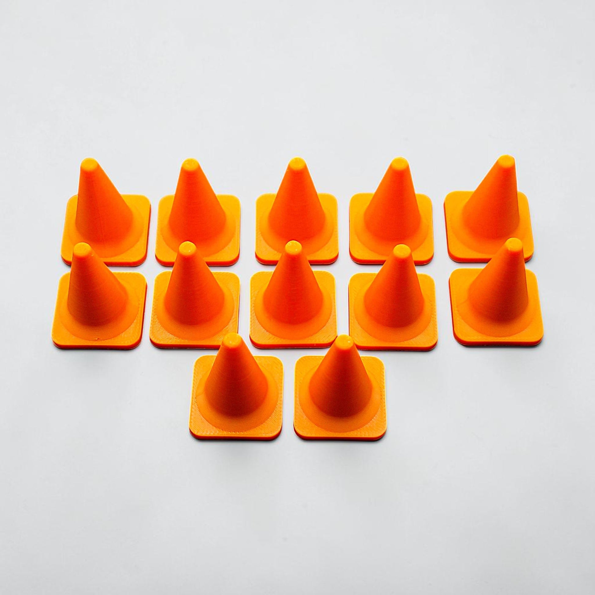 Customizable mini traffic cone set, perfect for pretend play, party favors, classroom games, sports drills, crafts, or playful tabletop decorations.