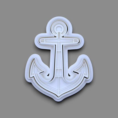 Anchor cookie cutter with matching stamp. Ideal for making detailed cookies, fondant toppers, or ocean party treats.