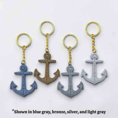 Eco-friendly handmade and customizable anchor keychains with gold keyrings, perfect nautical accessory for baby showers, boat lovers, coastal weddings, and beach-themed gifts.