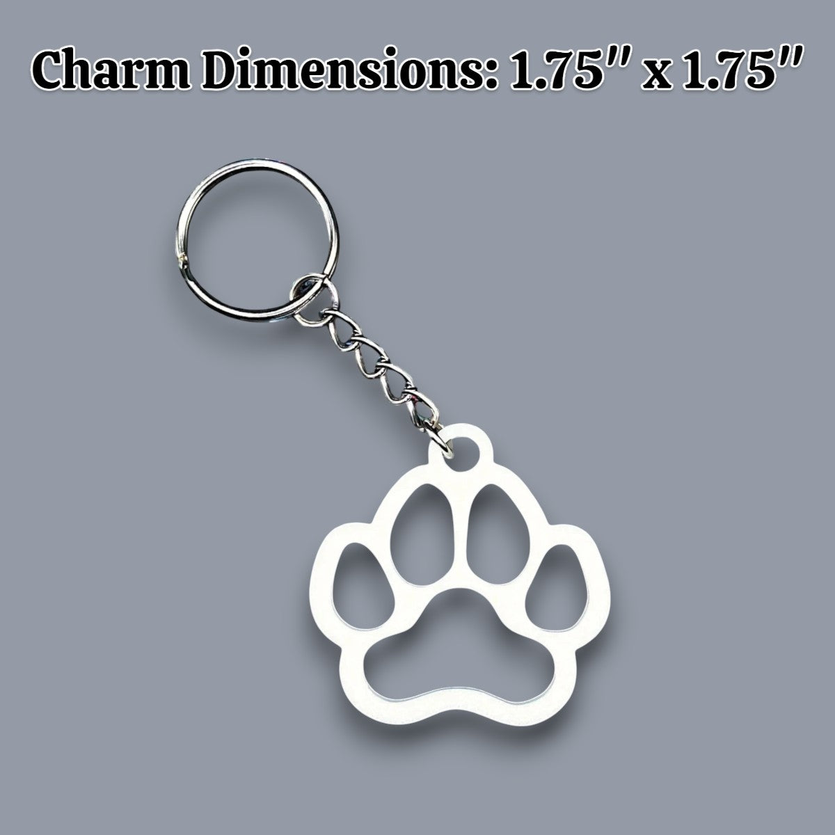 White paw keychain with clean silhouette, eco-friendly and handmade, ideal for honoring pets, gifting to animal lovers, or everyday use.