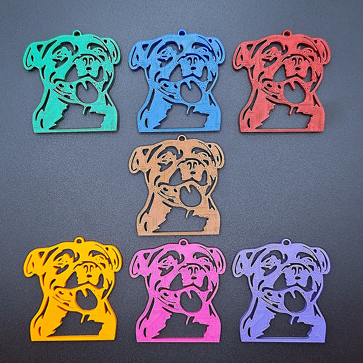 Reverse view of Pitbull keychain, showcasing the back of this durable dog charm, ideal for keys, backpacks, or gifts for dog lovers.