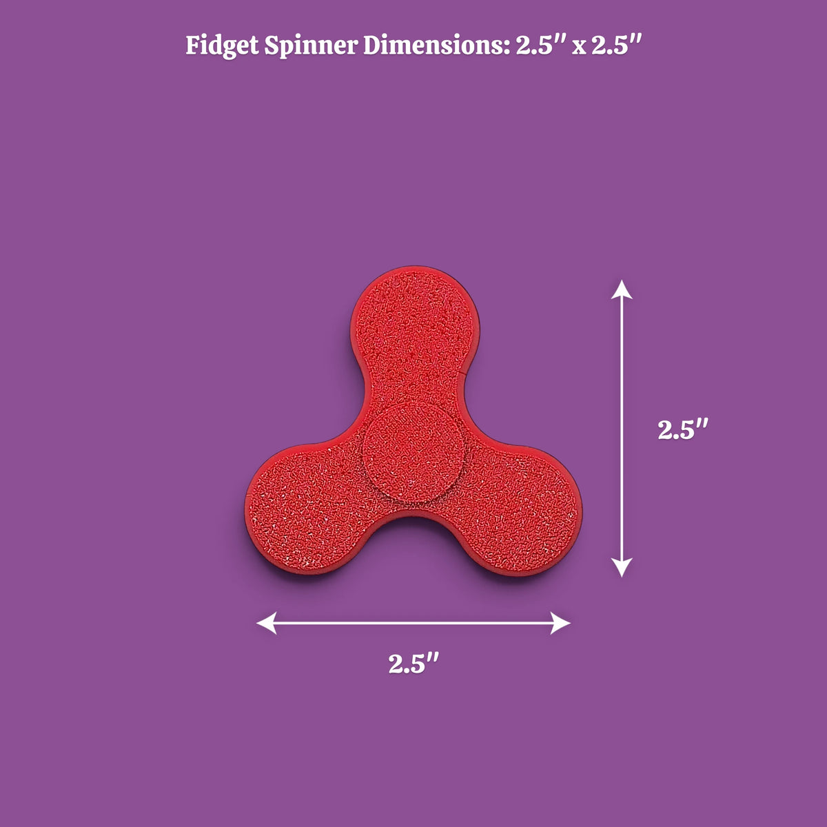 Fidget spinner with dimensions, perfect for party favors, birthday gifts and classroom rewards. Customizable in 30 unique colors.