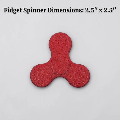 Fidget spinner in red, perfect for party favors, birthday gifts and classroom rewards. Customizable in 30 unique colors.