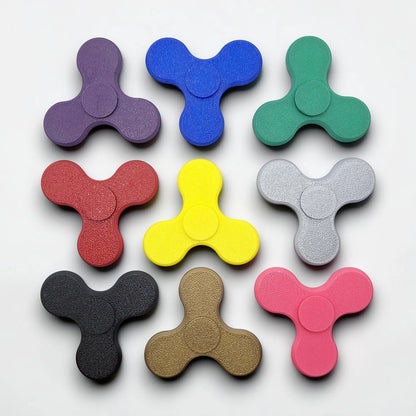 Multiple fidget spinners in various colors, perfect for party favors, birthday gifts and classroom rewards. Customizable in 30 unique colors.