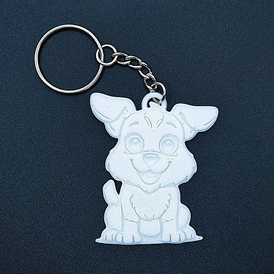Cute cartoon puppy keychain, handmade eco-friendly dog charm, perfect gift for pet parents, animal lovers, dog moms, and rescue supporters.