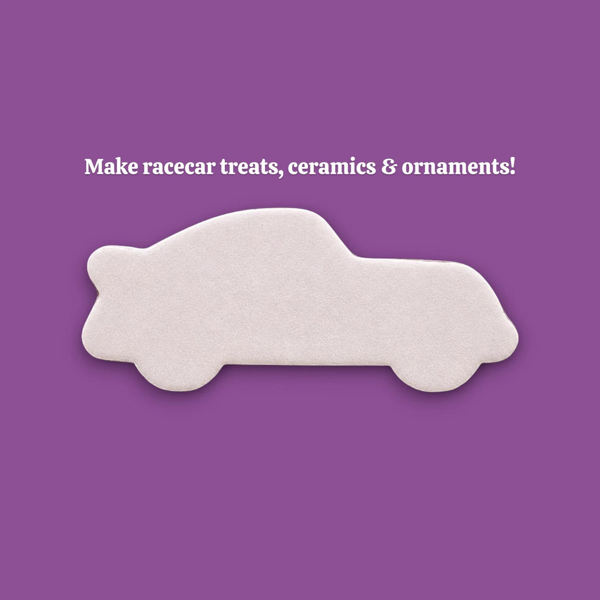 Racecar cookie cutter dough cutout, ideal for bakers looking for racecar-themed baking tools and cutters.