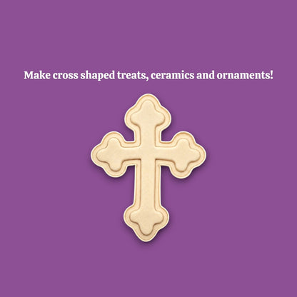 Cross cookie cutter dough cutout and imprint, perfect for Easter, Christmas, baptism and VBS treats. Can be used for fondant, cookies, clay, ceramics and biscuits.