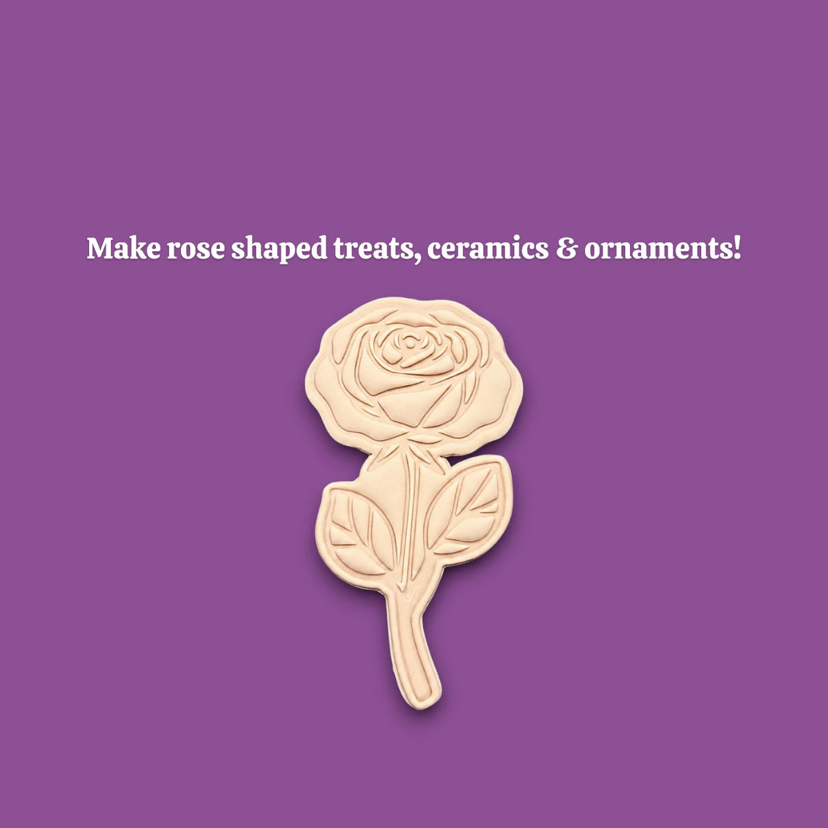 Handmade and customizable Rose Cookie Cutter dough cutout and imprint, perfect for spring events, romantic weddings, or special occasions.