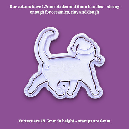 Cat Butt Santa Hat Cookie Cutter & Stamp Set - Ceramic & Fondant Mold