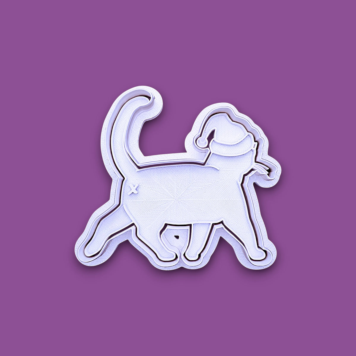 Cat Butt Santa Hat Cookie Cutter & Stamp Set - Ceramic & Fondant Mold