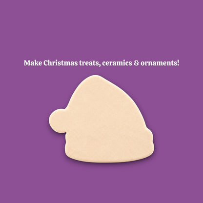 Santa hat cookie cutter dough cutout, perfect for Christmas cookies, festive fondant toppers, or Xmas holiday crafts.